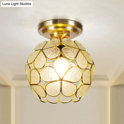 DecorBites™ Victorian Stained Glass Flower Ceiling Light in White/Pink/Orange Semi-Mount