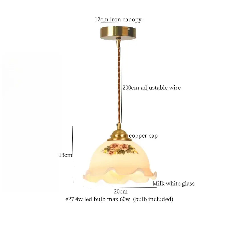 Vintage amber cracked glass led pendant lights kitchen brass accents