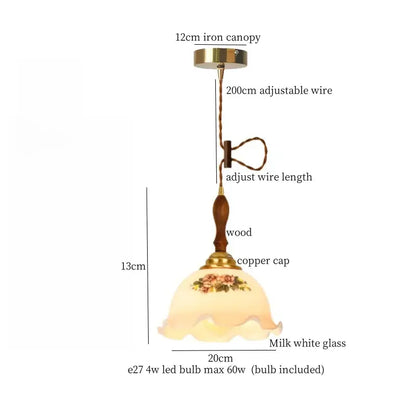 Vintage amber cracked glass led pendant lights kitchen brass accents