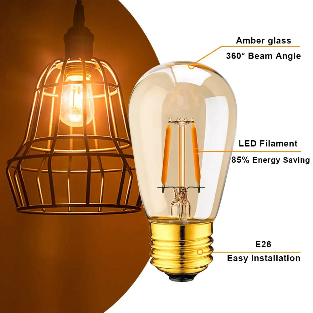Vintage amber glass dimmable e27 led edison bulb 10-pack dining room