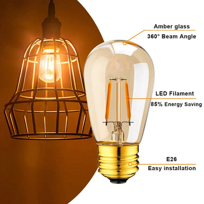 Vintage amber glass dimmable e27 led edison bulb 10-pack dining room