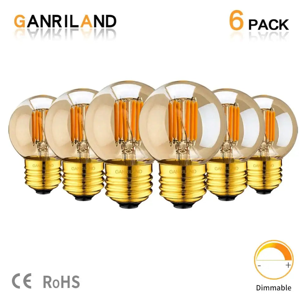 Vintage amber glass g40 3w led bulbs living room filament light