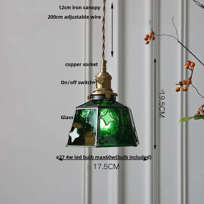 Vintage amber glass led pendant light dining room kitchen