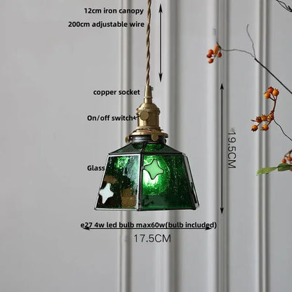 Vintage amber glass led pendant light dining room kitchen
