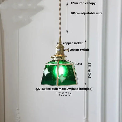 Vintage amber glass led pendant light dining room kitchen