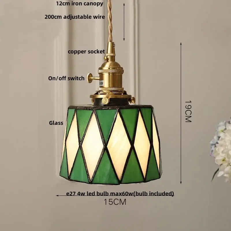 Vintage amber glass led pendant light dining room kitchen