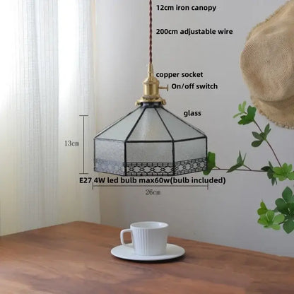 Vintage amber glass led pendant light dining room kitchen