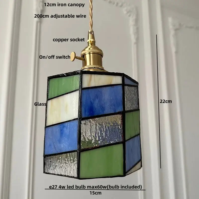 Vintage amber glass led pendant light dining room kitchen