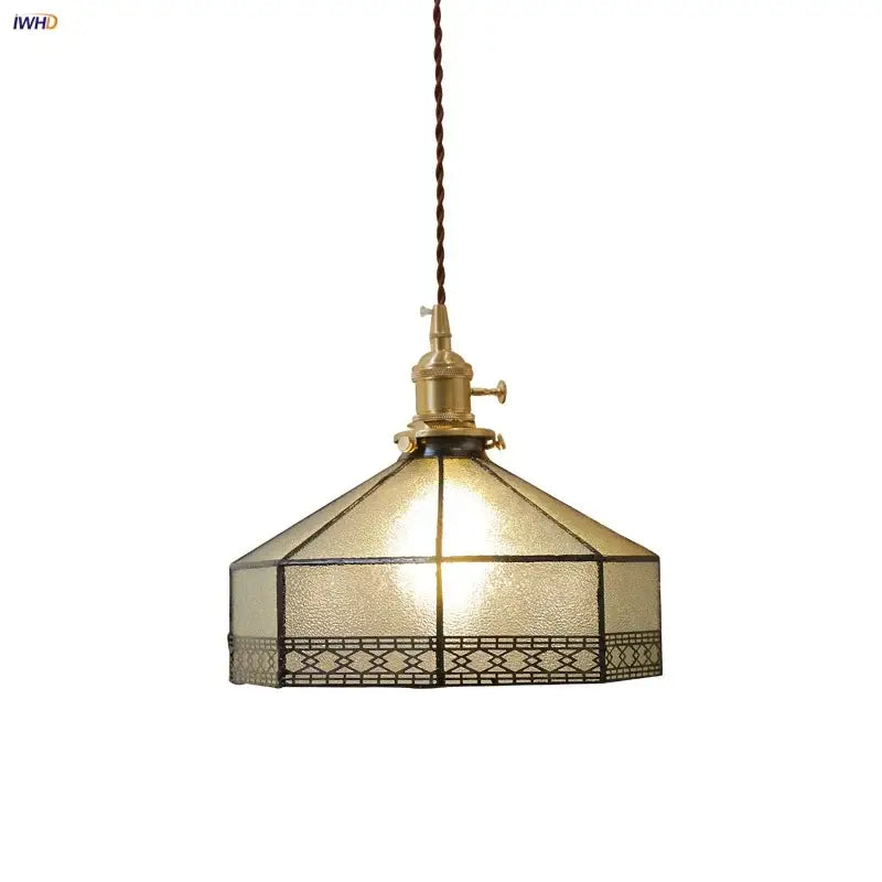 Vintage amber glass led pendant light dining room kitchen
