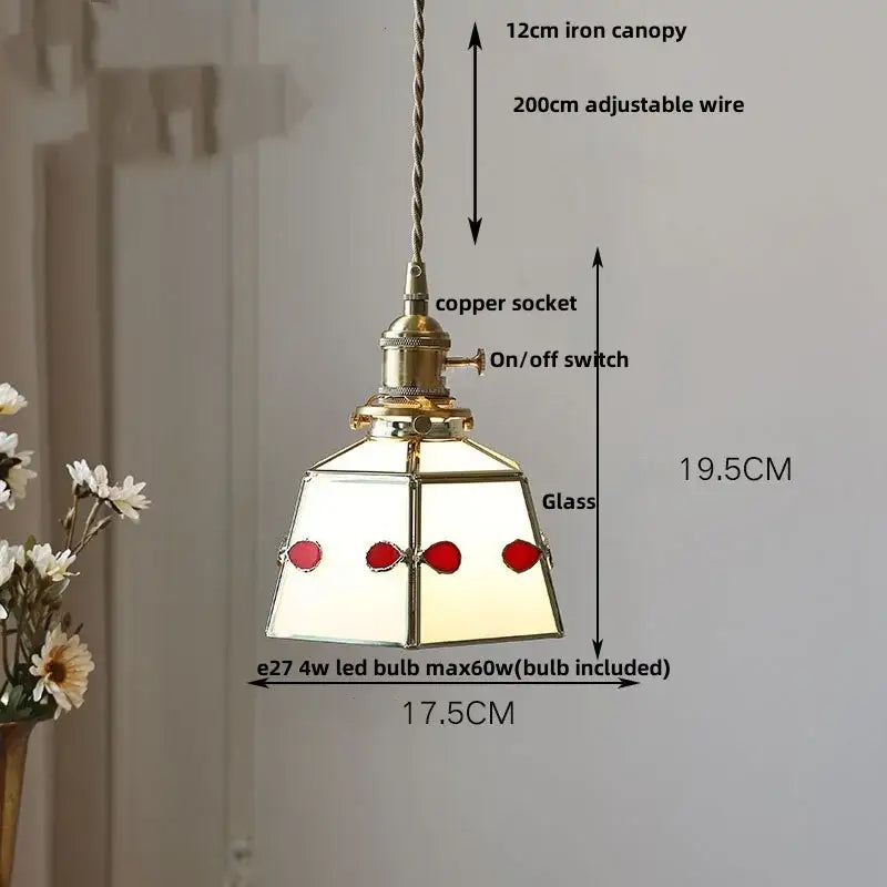 Vintage amber glass led pendant light dining room kitchen