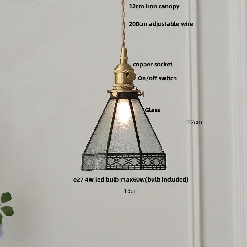 Vintage amber glass led pendant light dining room kitchen