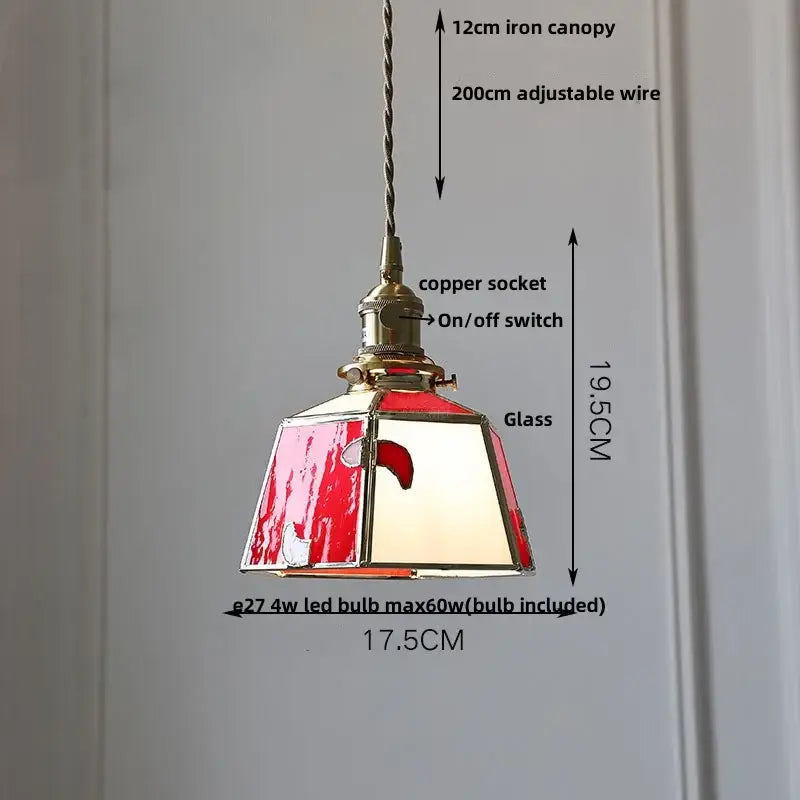 Vintage amber glass led pendant light dining room kitchen