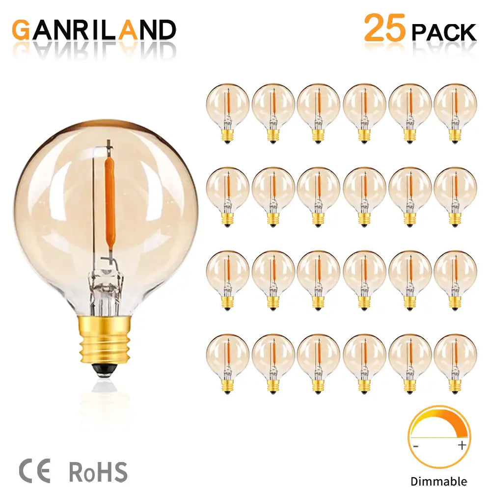 Vintage amber glass led string lights warm white patio decor