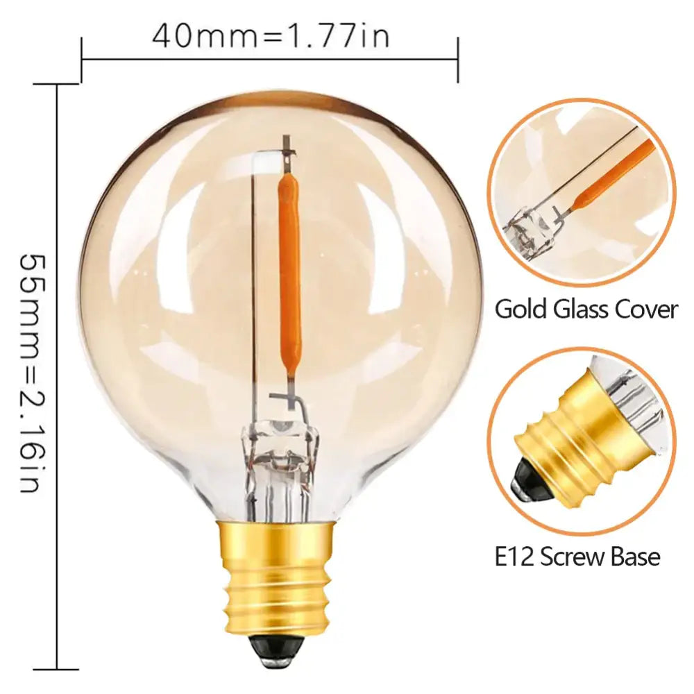 Vintage amber glass led string lights warm white patio decor