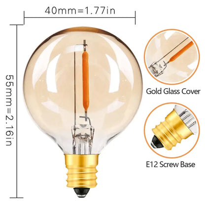 Vintage amber glass led string lights warm white patio decor