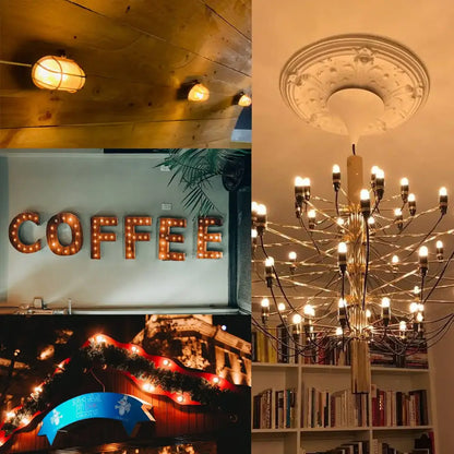 Vintage amber led bulb brass & silver home decor – living room light