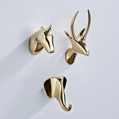 Vintage animal brass robe hooks bathroom wall mount decor