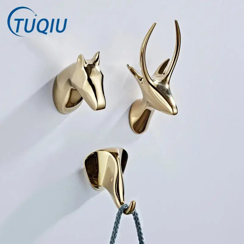 Vintage animal brass robe hooks bathroom wall mount decor