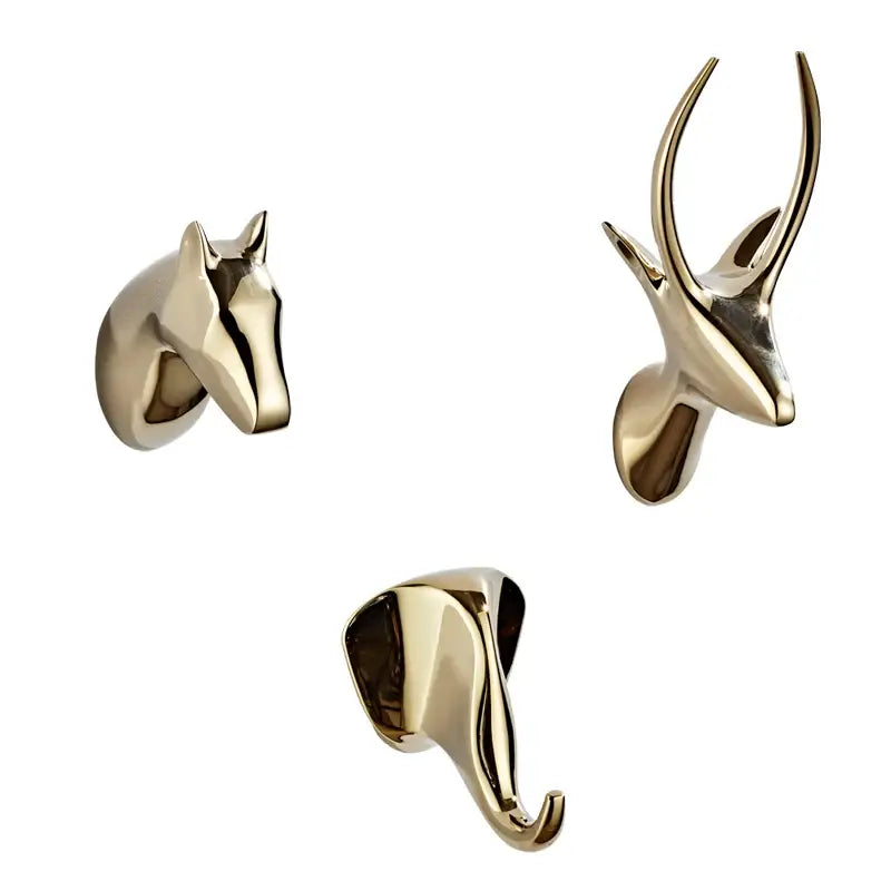 Vintage animal brass robe hooks bathroom wall mount decor