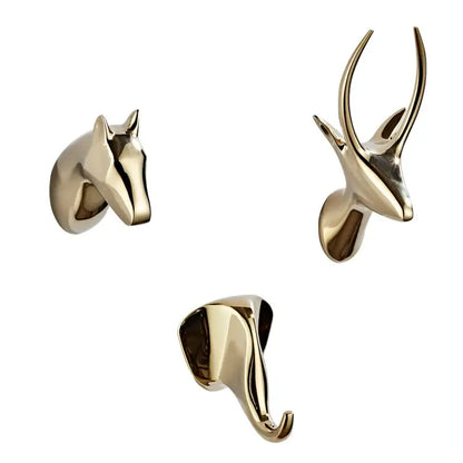Vintage animal brass robe hooks bathroom wall mount decor