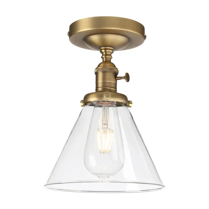 Vintage antique brass funnel glass wall sconce bedroom light