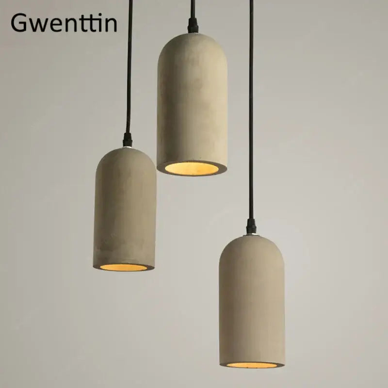 Vintage beige cement pendant lamp dining room set of 3