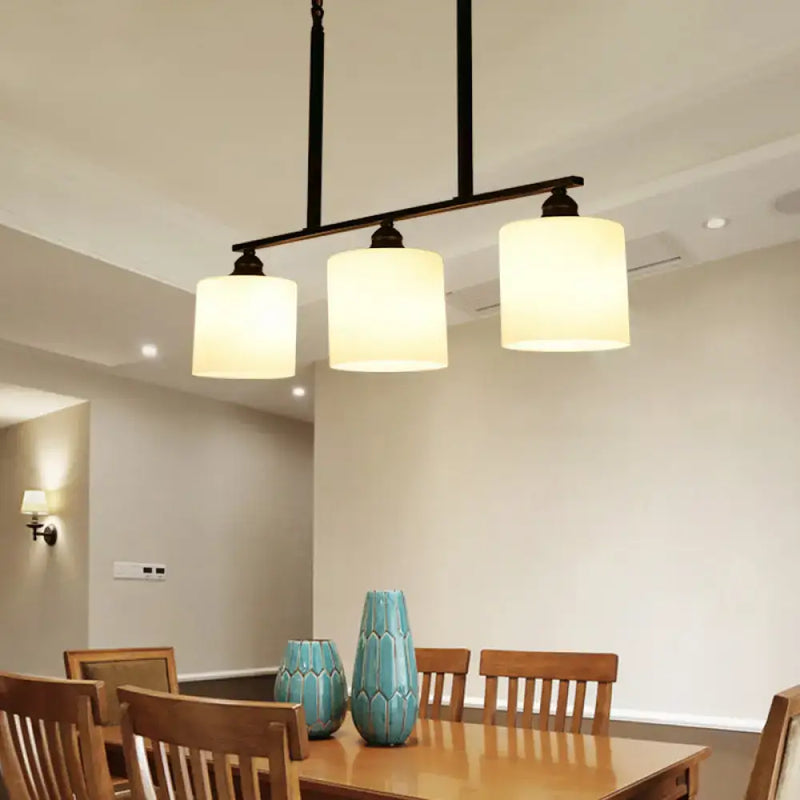 Vintage black and white glass island light dining room pendant