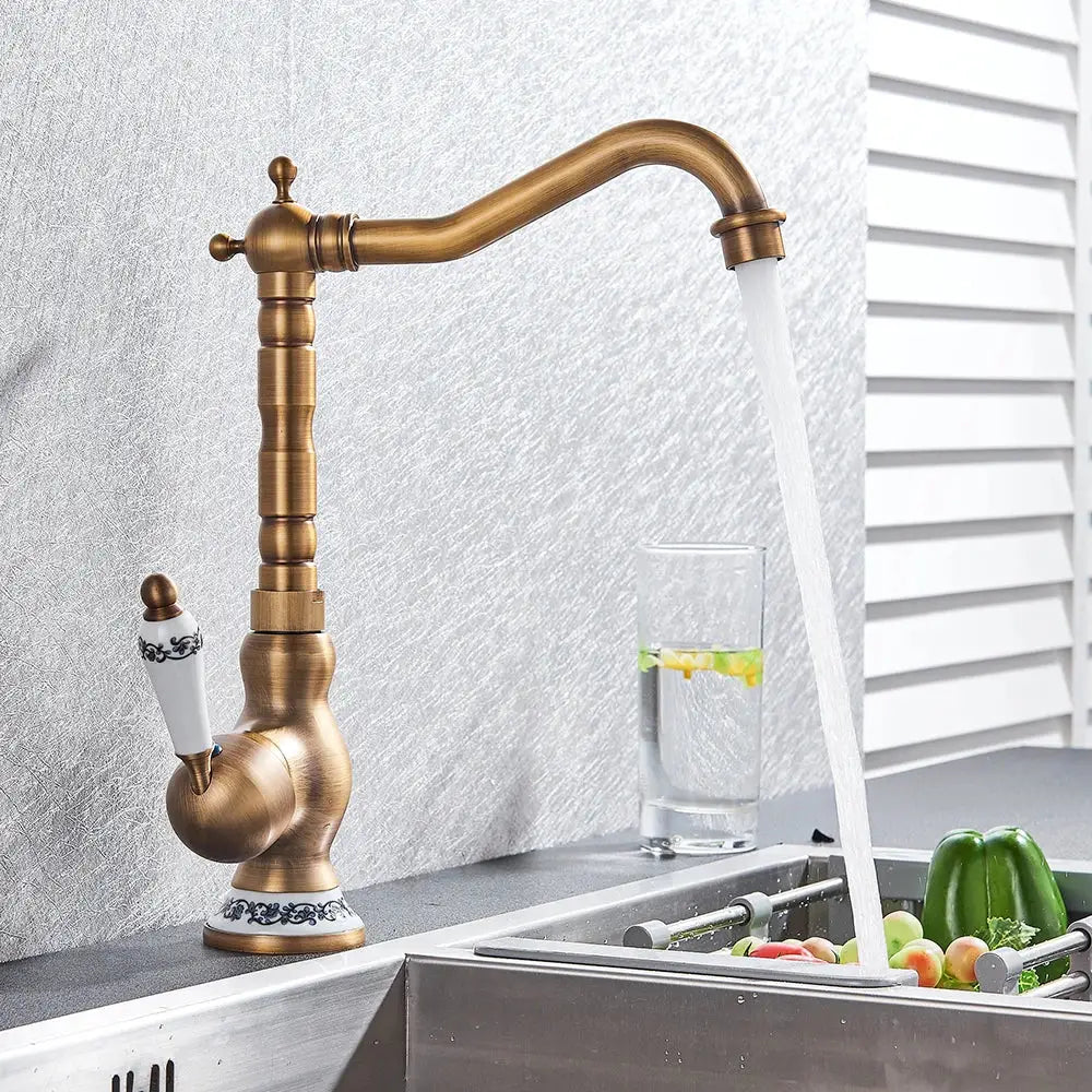 Vintage black brass faucet single handle kitchen basin mixer