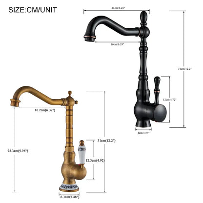 Vintage black brass faucet single handle kitchen basin mixer