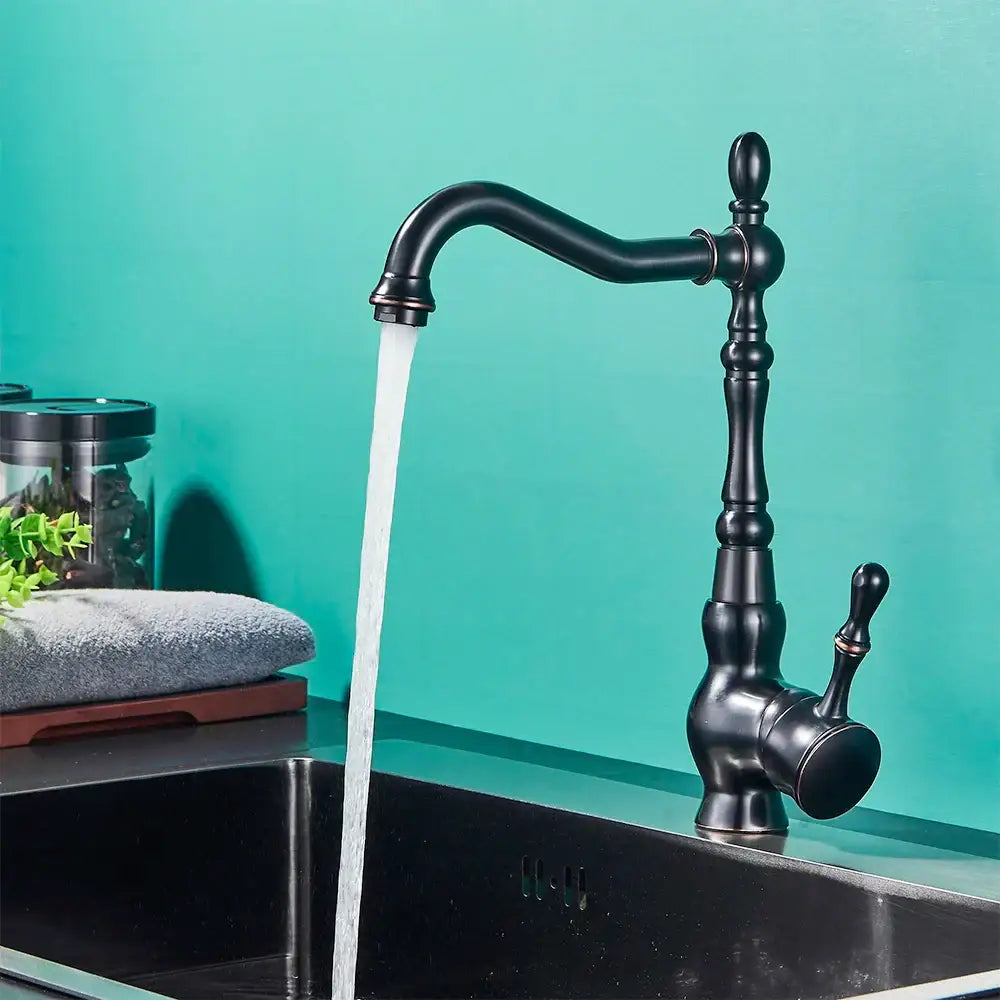 Vintage black brass faucet single handle kitchen basin mixer