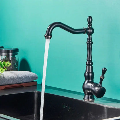 Vintage black brass faucet single handle kitchen basin mixer