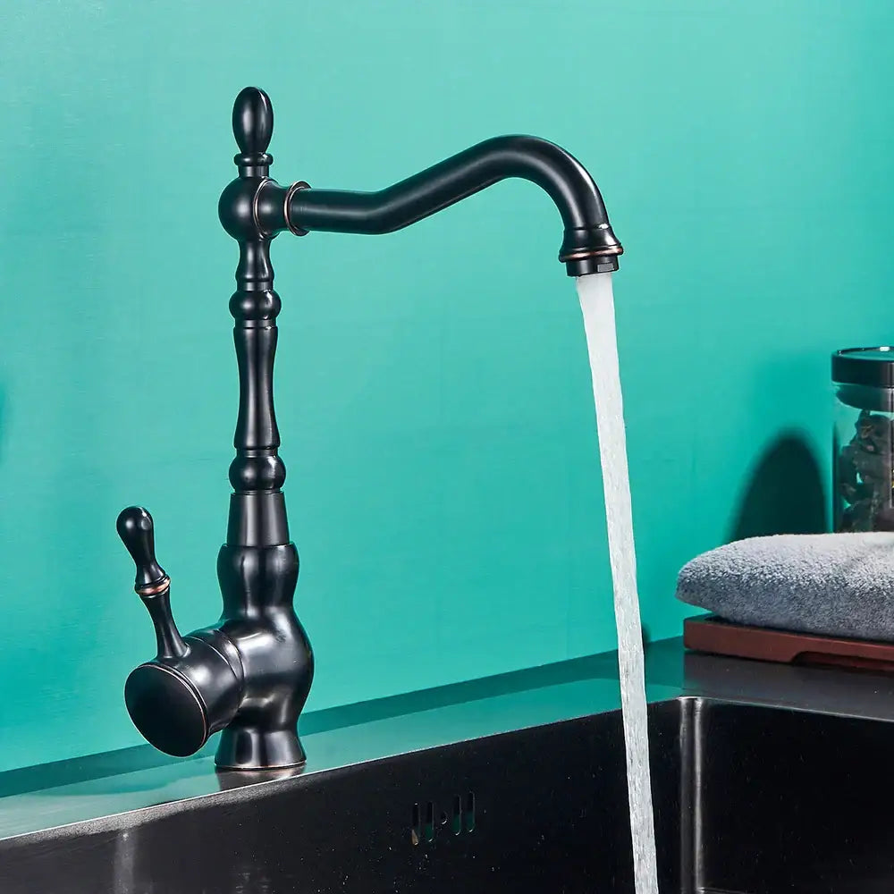 Vintage black brass faucet single handle kitchen basin mixer