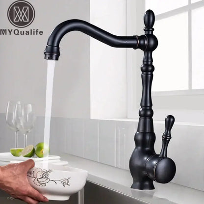 Vintage black brass faucet single handle kitchen basin mixer