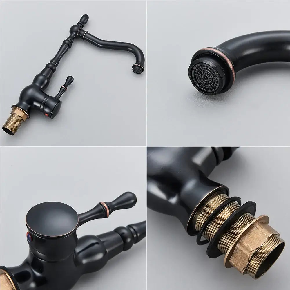 Vintage black brass faucet single handle kitchen sink mixer tap