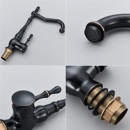 Vintage black brass faucet single handle kitchen sink mixer tap