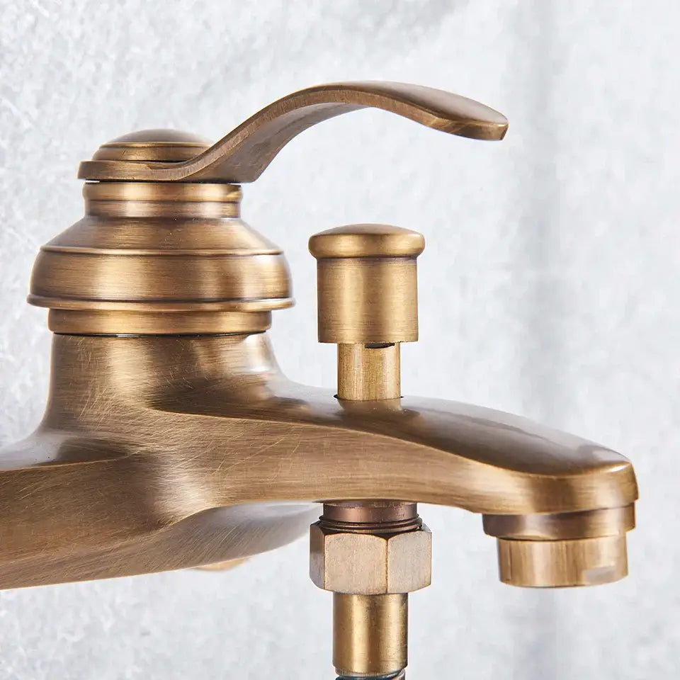Vintage black brass shower faucet mixer tap set with hand shower