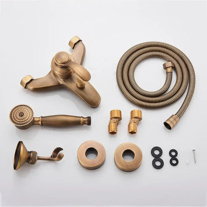 Vintage black brass shower faucet mixer tap set with hand shower