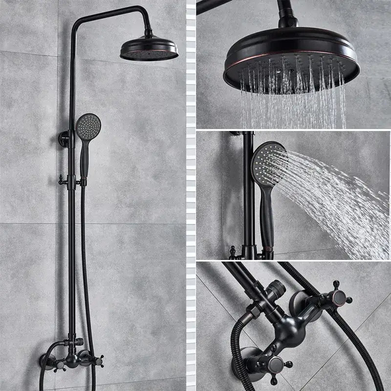 Vintage black bronze shower faucet set with handheld – bathroom