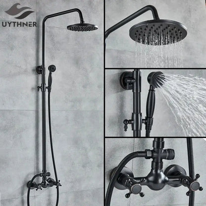 Vintage black bronze shower faucet set with handheld – bathroom