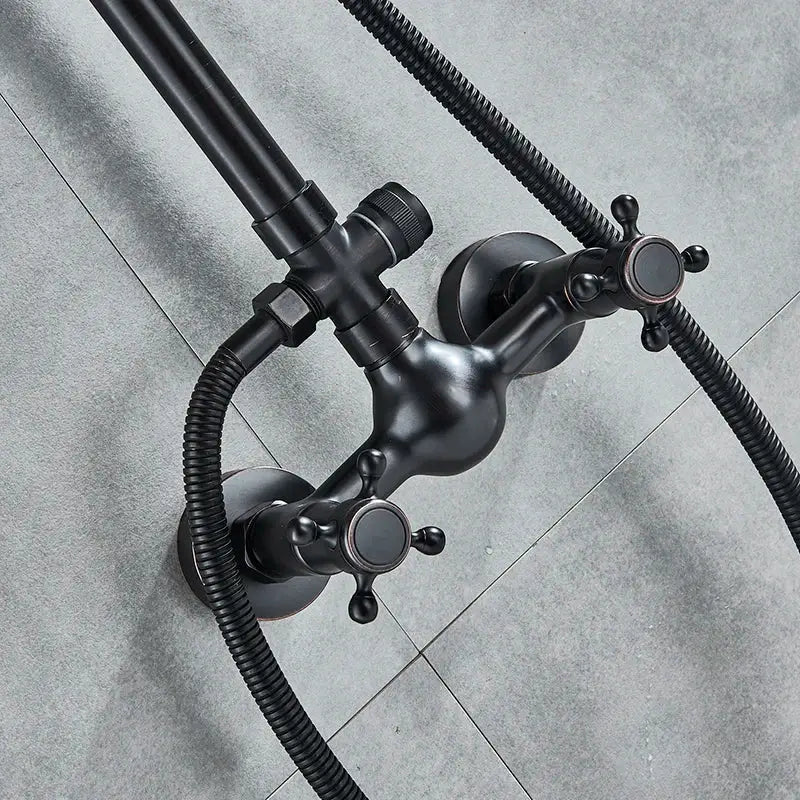 Vintage black bronze shower faucet set with handheld – bathroom