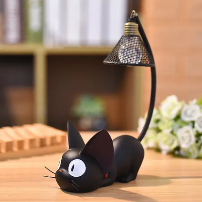 Vintage black cartoon cat led night light bedroom desk lamp