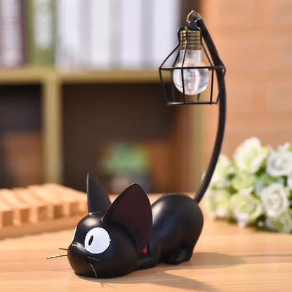 Vintage black cartoon cat led night light bedroom desk lamp