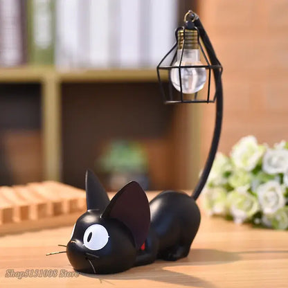 Vintage black cartoon cat led night light bedroom desk lamp