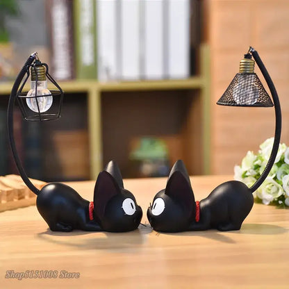 Vintage black cartoon cat led night light bedroom desk lamp