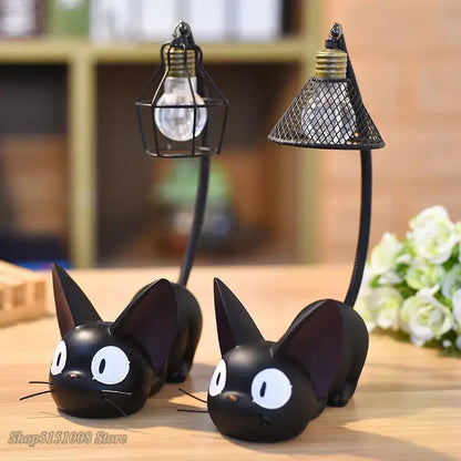 Vintage black cartoon cat led night light bedroom desk lamp