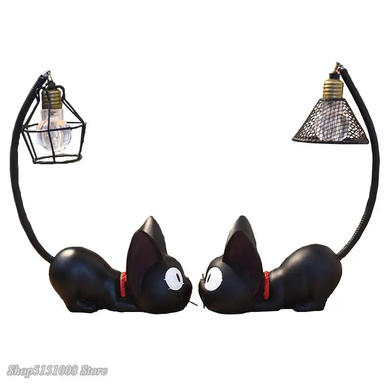 Vintage black cartoon cat led night light bedroom desk lamp