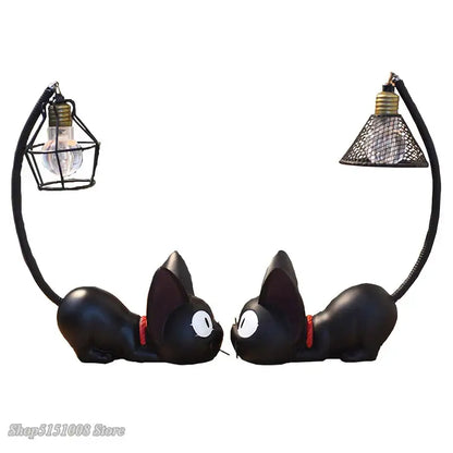 Vintage black cartoon cat led night light bedroom desk lamp