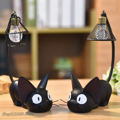 Vintage black cartoon cat led night light bedroom desk lamp