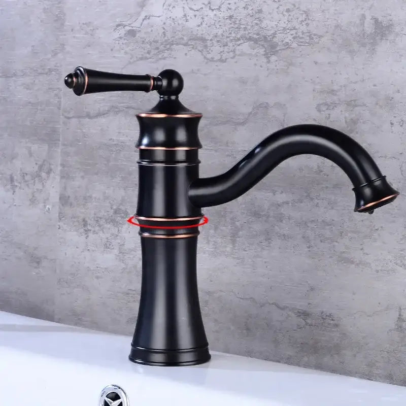 Vintage black & copper high arch basin faucet bathroom single handle