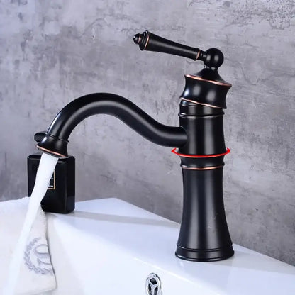 Vintage black & copper high arch basin faucet bathroom single handle